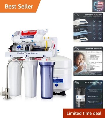 AK, 6-Stage Reverse Osmosis System Under Sink Alkaline Water Filter and Pump,...