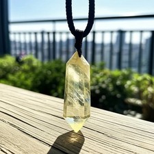 Natural Citrine Pendant Healing Stress Relief Reiki Yellow Hexagon Necklace Gift