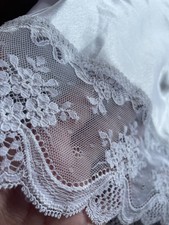 VTG Christian Dior Paris New York Half Slip Petticoat Snow White Satin Lace 27  