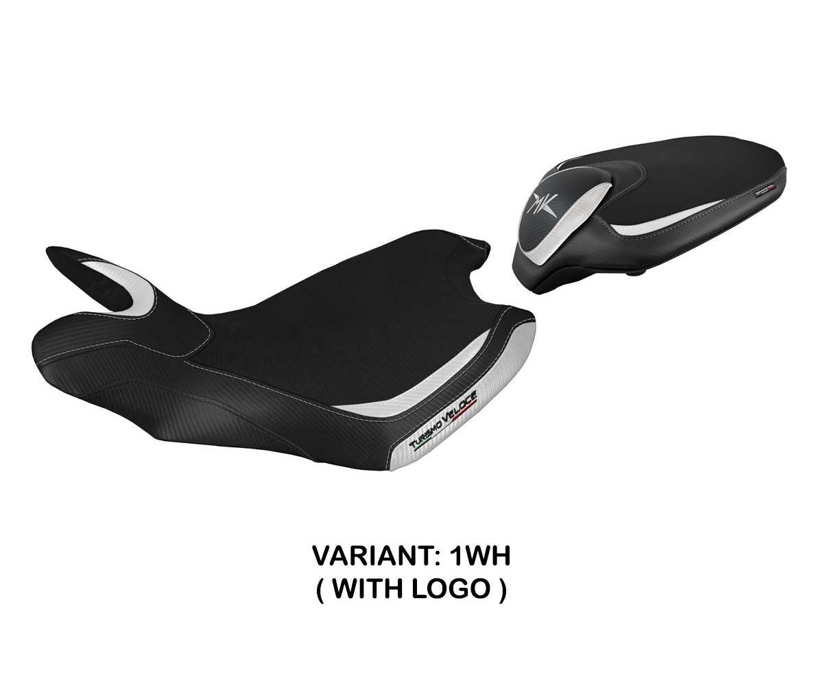 Seat saddle cover Sahara White WH + logo TPZ MV Agusta Turismo Veloce 2014 2020