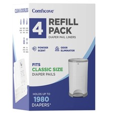 Dekor Diaper Pail Refill Bags, 4-Pack with Dekor Diaper Pail, Leak-Proof Disp...