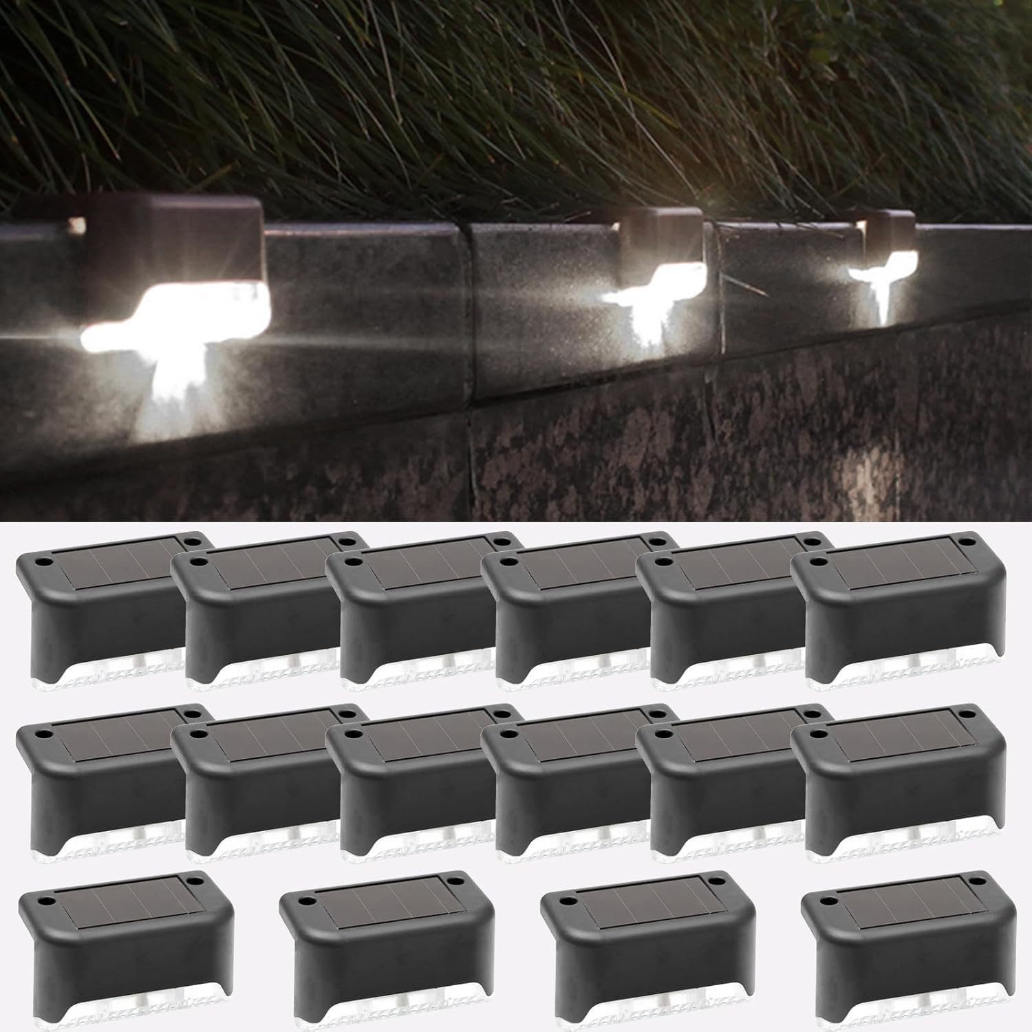 Luci Solari per Esterni 16 Pezzi: Illuminazione Scale e Giardino LED