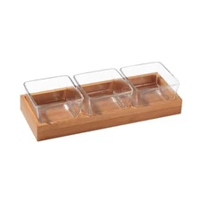 3 Glass Chip and Dip Bowl with Serving Tray, Removable Small Bowls, THREE