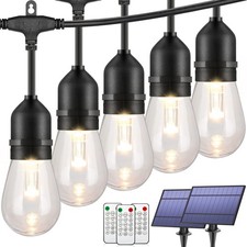 2 Pack Each 48FT 3-Color in 1 Solar String Lights Outdoor, Dimmable Patio Lig...