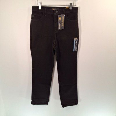 Lee Jeans Damen UK8 - UK10 W28'' L28'' schwarz schmal gerades Bein hoher Bund neu mit Etikett