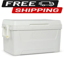 Portable 48-QT Hard-Sided Ice Chest Cooler Outdoor Camping Box Coolers White