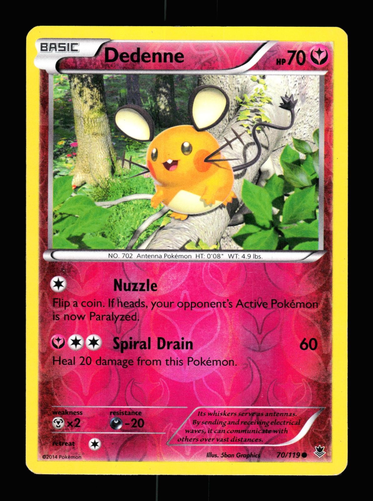 Dedenne 70/119 Reverse Holo Common Phantom Forces Pokemon 2014 LP Graphics