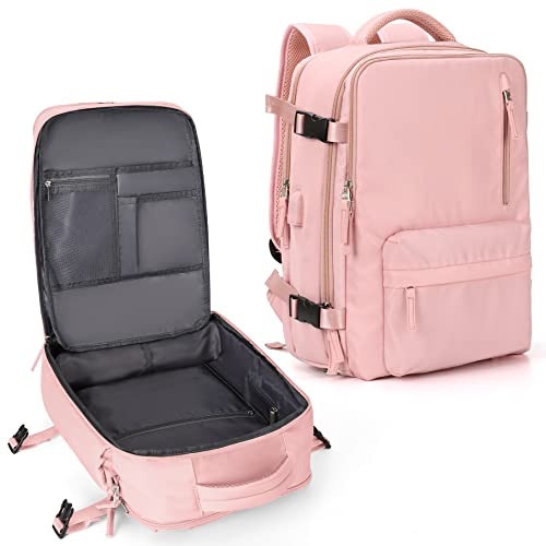 Flight-Approved Large Travel Backpack with Laptop Sleeve in A4 Pink for Business & Work-image