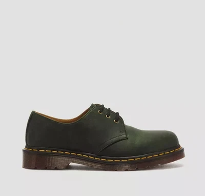 Dr. Martens 1461 Chaussures En Cuir À Lacets 3 Œillets Crazy Horse Vert - Photo 1/4