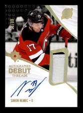 SIMON NEMEC 2023/24 UD ULTIMATE COLLECTION DEBUT ROOKIE PATCH AUTO #30/99 T7087