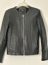PEGIA Damen 100%  Lederjacke Schwarz Gesteppt...