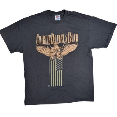 Vintage 1993 Charlie Daniels Band Tour Shirt XL Hanes Black Eagle USA Made 90s