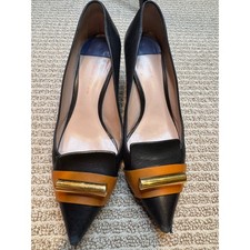 Stuart Weitzman Black Leather Color-block Gol...