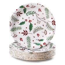 Party Paper Plates, 50-Pack Disposable Paper Plates Christmas Party Supplies,...