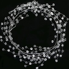 Christmas Garland 20 FT Crystal Diamond Ice Wire Clear Bead Garland for