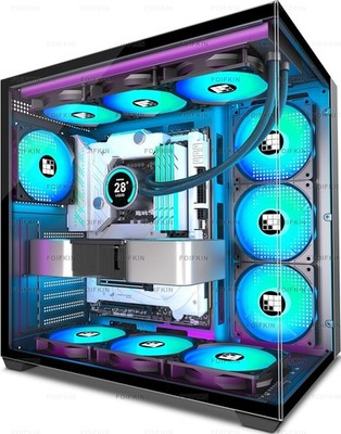F600 ATX Mid-Tower Case: 270° Glass, 7x ARGB Fans for Ultimate Gaming Setup