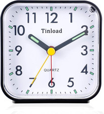 Small Battery Operated Analog Travel Alarm Clock Silent Non Ticking, Gentle Wake