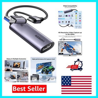 1080P 60FPS Video Capture Card - USB A & C for Universal Device Compatibility