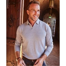 NWT Collars and Co Bellagio Buttonless Long Sleeve Merino Polo Small