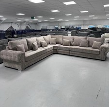 Luxury Verona Corner Fullback Sofa + Decorative Cushions | 7 Seater | 3C3 | Mink