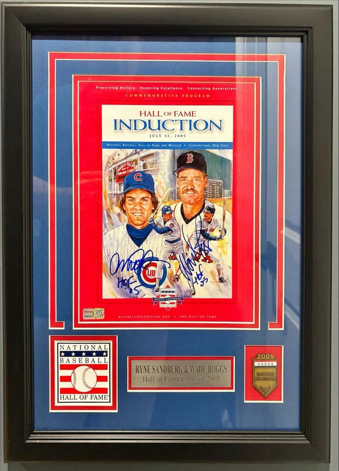 Ryne Sandberg Wade Boggs Dual Signed 2005 Hall Of Fame Program Tristar Framed - Image 2 of 4