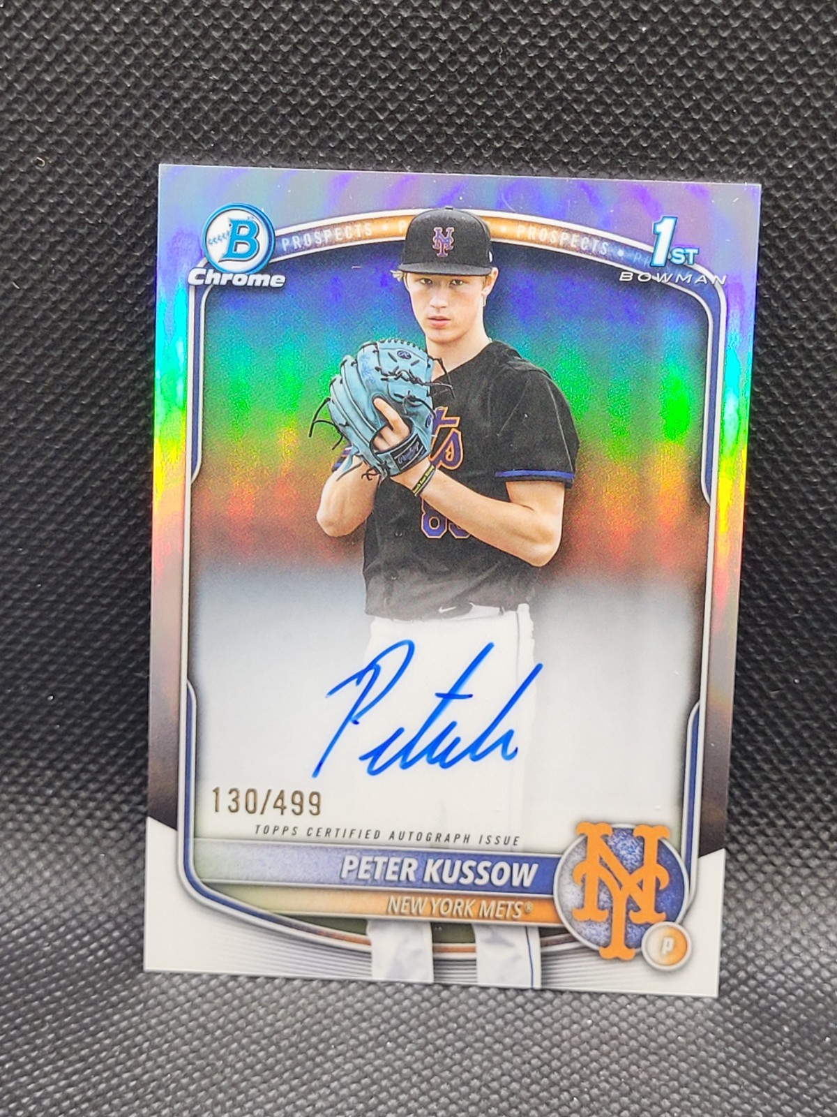 2025 Bowman Chrome Draft PETER KUSSOW refractor auto 130/499 RC 1st New York Met