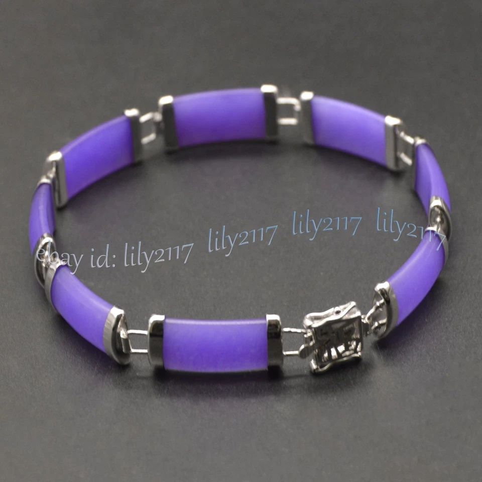Natural Lavender Jade Bracelet Fortune Women Lucky Bangle Gemstone Jewelry Gifts - Image 3 of 4
