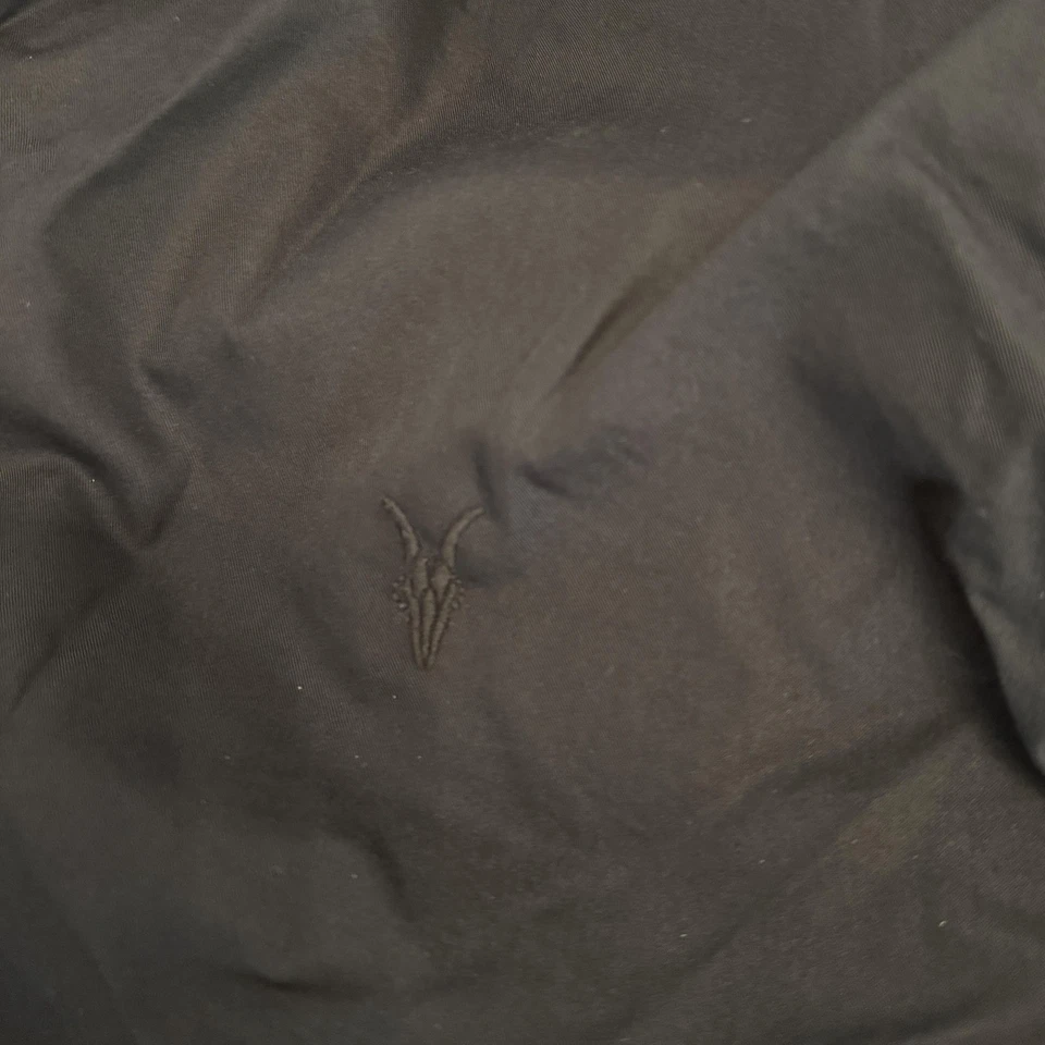 Chaqueta Bomber AllSaints Bassett Para Hombre XL Negra Gris Reversible Ramskull Cremallera Foto 4 de 4