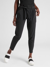 NWT Athleta Skyline Pant II Size 10 Tall Black Paperbag Style High Waist Pants