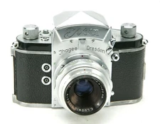 EXA 35MM SLR CAMERA WITH PRISM & 50MM F2.9 LENS IN MINT CONDITION