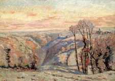 Oil painting Armand-Guillaumin-Le-village-de-Crozant impression valley landscape