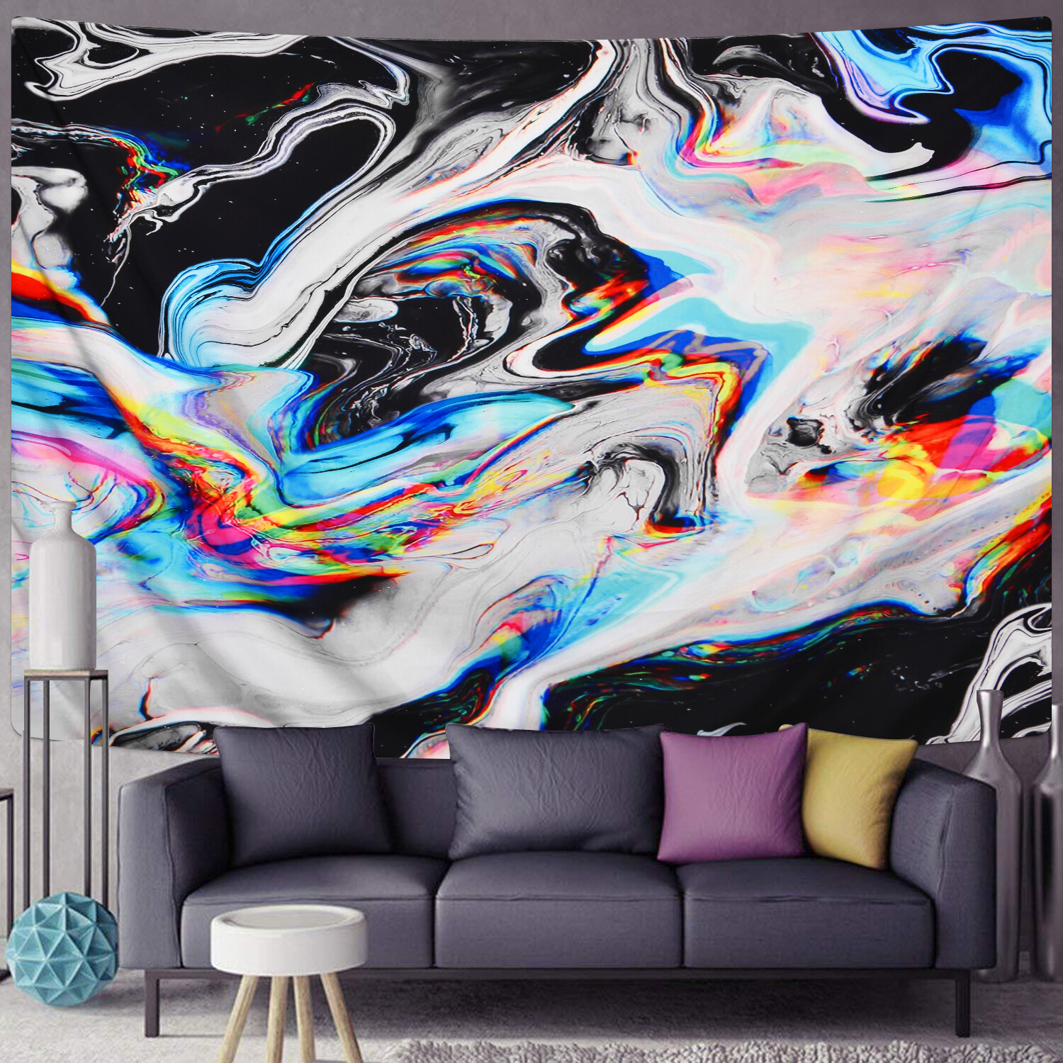 Bateruni Moon Mountain Tapestry Nature Landscape Wall Hanging 59.1 x 51.2 Inches 3D Printed Psychedelic Art Wall Tapestry for Bedroom Living Room Bateruni Moon Mountain Tapestry Nature Landscape Wall Hanging 59.1 x 51.2 Inches 3D Printed Psychedelic Art Wall Tapestry for Bedroom Living Room