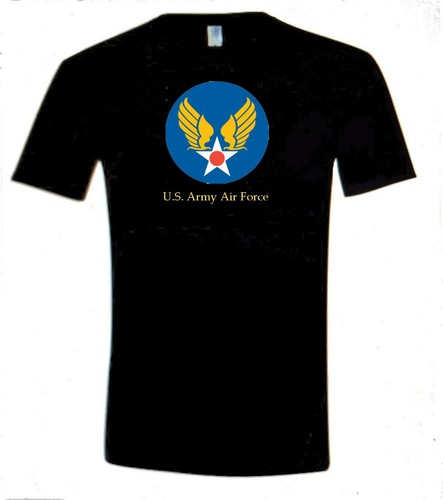 US ARMY AIR FORCE 1941 1947 USAAF Custom made T Shirt BLACK Size 