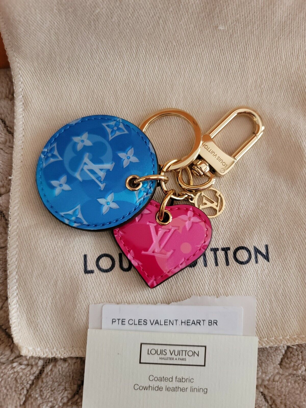 Louis Vuitton Blue & Fuchsia Monogram Valentine Heart Bag Charm 