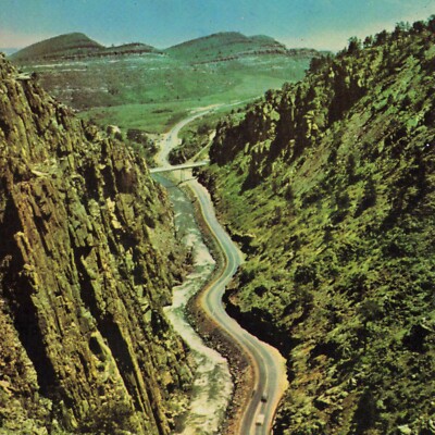 Big Thompson Canyon CO Estes Park Colorado Zig Zag Road Vertical Postcard