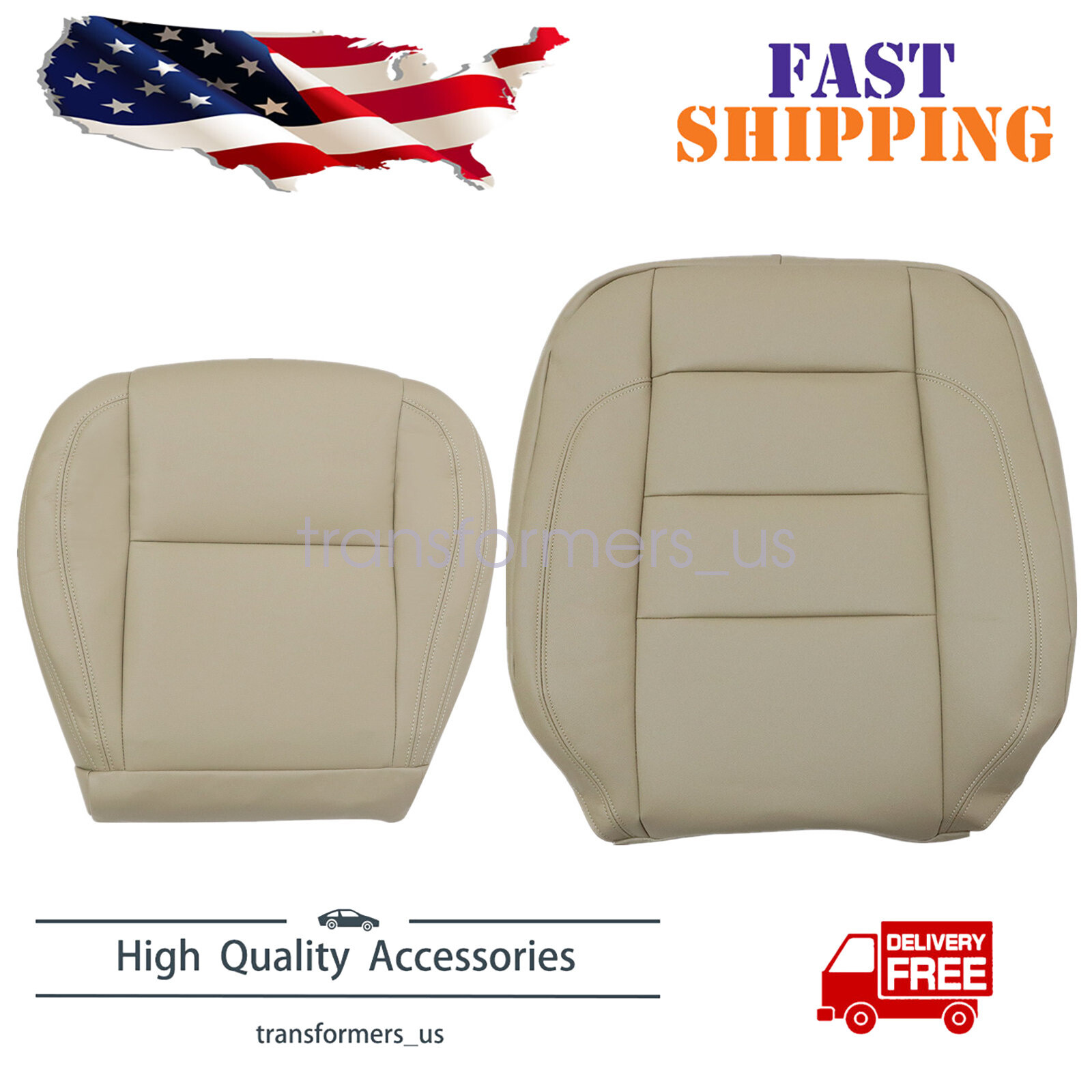 Fits 1998-2005 Lexus GS300 GS400 Passenger Bottom & Top Leather Seat Cover Tan