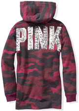 Victoria's Secret Pink SEQUIN BLING SHERPA LINED HOOD CAMPUS PULLOVER SMALL
