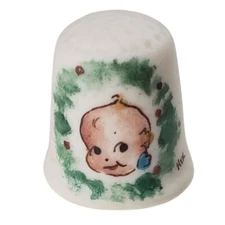 Vintage Baby Floral China Sewing Thimble 1980 Signed HIX