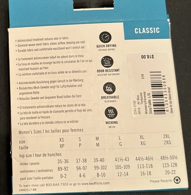 3 Pair ExOfficio Give-N-Go BIKINI BRIEF Woman Travel Mesh Pantie XS/S/M/L/2XL - Image 4 of 4