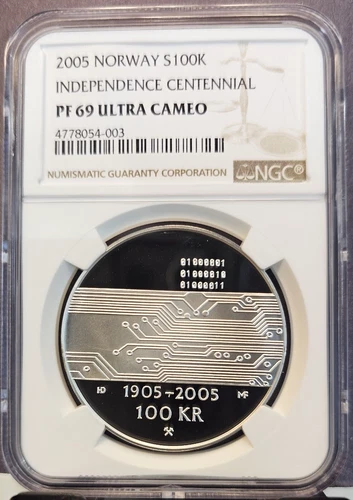 2005 NORWAY SILVER 100 KRONER INDEPENDENCE CENTENNIAL NGC PF 69 ULTRA CAMEO
