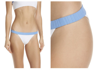 Onia Women's $95 Leila Bikini Swim Bottoms Blue/White Size L