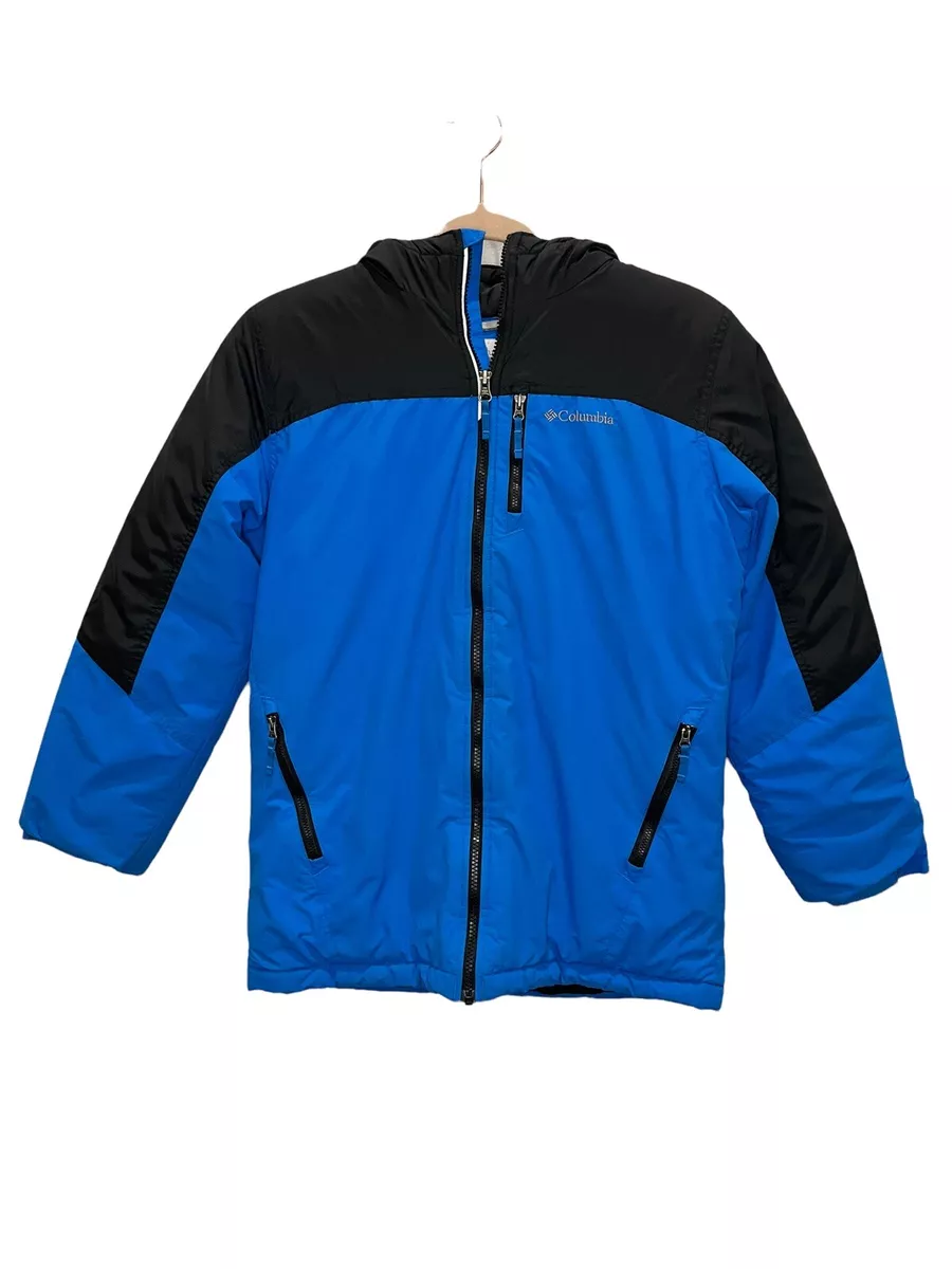 Columbia Blue Black Winter Jacket Coat Boys Large 14 16 Hood Zip