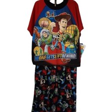 Toy Story Pajamas Boys 7/8 NeW Shirt Pants Pjs 2 piece Pajama Set NWT Buzz Woody