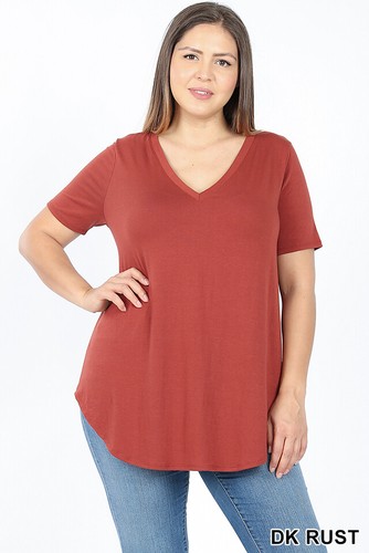 Plus/Reg Zenana Everyday Basic v neck relaxed t shirt tee top S M L XL 1X 2X 3X - Picture 16 of 20