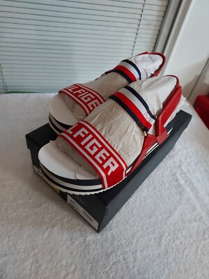 NWT TOMMY HILFIGER SIZE 10 M❤️❤️‍🩹💙 RED MULTI BEKETT SANDALS