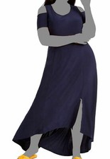 $70 NY Collection Womens Blue Cold-Shoulder Short-Sleeve Maxi Dress Plus Size 3X