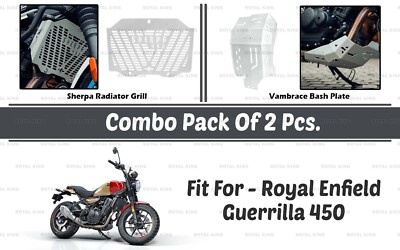 Radiator Gril & Bash ''Plate Combo Pack Of 2 Fit For Royal Enfield Guerrilla 450''