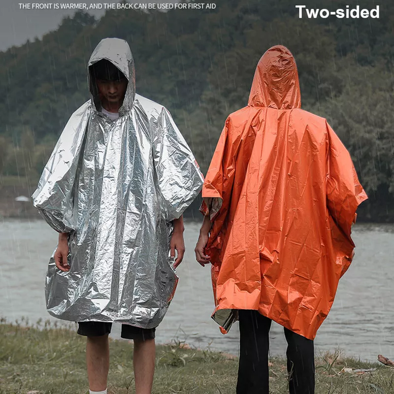 1pc Emergency Rain Poncho Survival Gear Equipment Waterproof Camping Outdoor