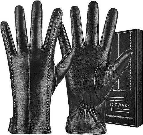 Leder Winter Handschuhe Damen  Touchscreen Handschuhe Mit Fleecefutter,  Warme Handschuhe Fr Auto, Radfahren Und Alltag