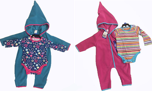 Baby Mädchen Fleece Body mit Kapuze Elfe Strampler & Langarm Druckknopf Set      - Bild 1 von 5